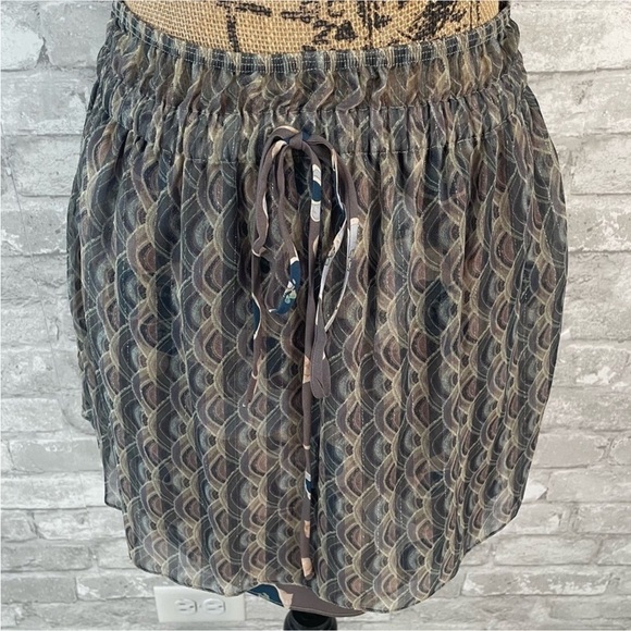 SUNO Silk Overlay Print Skirt - Picture 3 of 7